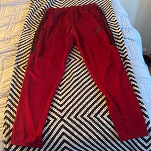 adidas Burgundy Track Pants with Black Stripes